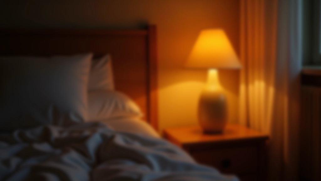 Lampada da comodino con luce calda che crea un'atmosfera intima e confortevole in camera